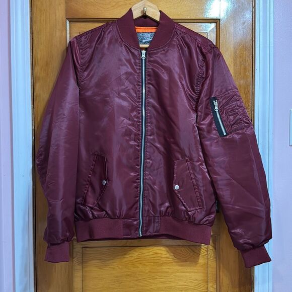 Brooklyn Cloth Maroon Red Bomber Jacket Men’s Medium - Picture 1 of 8